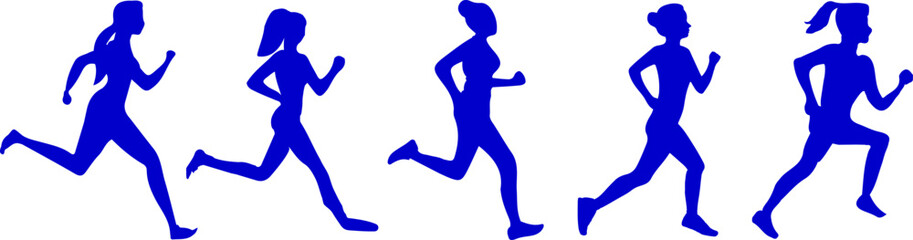 women from behind silhouettes in blocks editable vector illustration