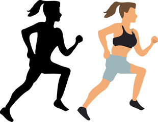 silhouette of a woman running