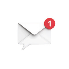 White envelope icon with a red notification badge indicating a new message