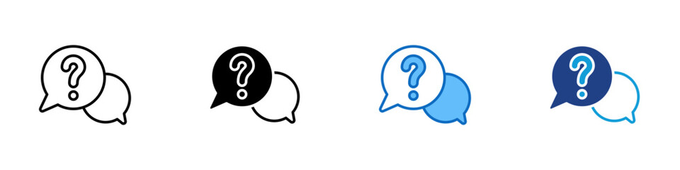 Question Bubbles Multiple Style Icon Design Vector - speech bubbles with a question mark, representing inquiry, confusion, and communication