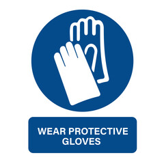 Safety gloves must be worn in this area. Wear gloves sign, Workwear icon