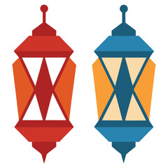 Twin Lanterns with Geometric Cut Out Patterns
