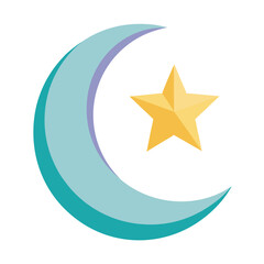 Obraz premium Crescent Moon and Star with Soft Shadow 
