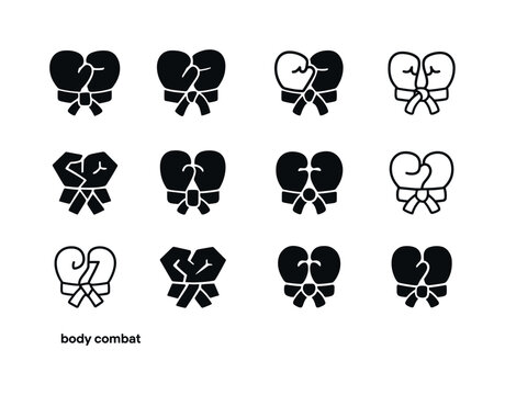 Body Combat Logos. body combat. Icon set. Set Logo of body comba