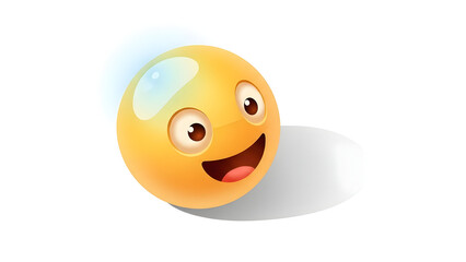 Fototapeta premium Cheerful Smiling Yellow Sphere Character with Big Eyes and Happy Expression