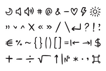 Mathematical symbols doodle icon set hand drawn