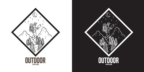 Camping and Hiking Outdoor Logo Badge Nature Explorer Vector