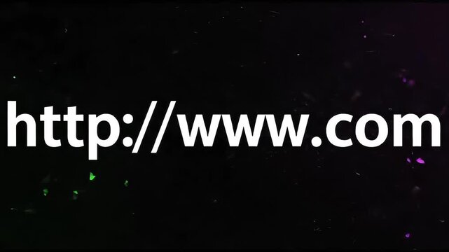 A generic website address "http://www.com" displayed prominently in white text on a dark, abstract background with subtle colorful specks.