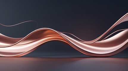 Simple Rose Gold Metallic Flowing Lines on Dark Luxury Background