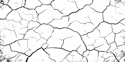 High-contrast cracked texture on a white background, featuring organic fracture lines and distressed surface details. Perfect for abstract backgrounds, grunge design, overlays, and artistic effects.