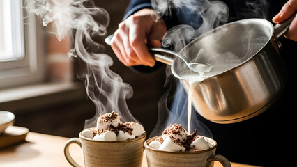Hot cocoa preparation with marshmallows