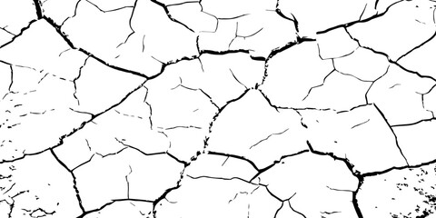 High-contrast cracked texture on a white background, featuring organic fracture lines and distressed surface details. Perfect for abstract backgrounds, grunge design, overlays, and artistic effects.