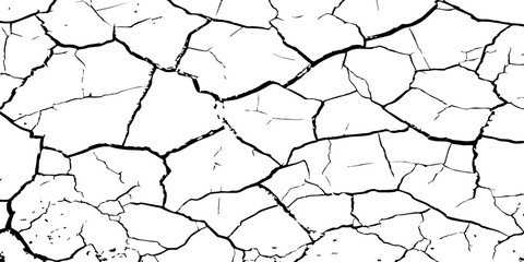 High-contrast cracked texture on a white background, featuring organic fracture lines and distressed surface details. Perfect for abstract backgrounds, grunge design, overlays, and artistic effects.