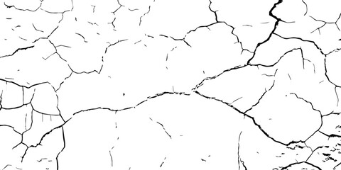 High-contrast cracked texture on a white background, featuring organic fracture lines and distressed surface details. Perfect for abstract backgrounds, grunge design, overlays, and artistic effects.