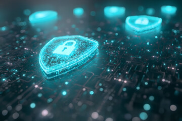 Cybersecurity data protection shield concept