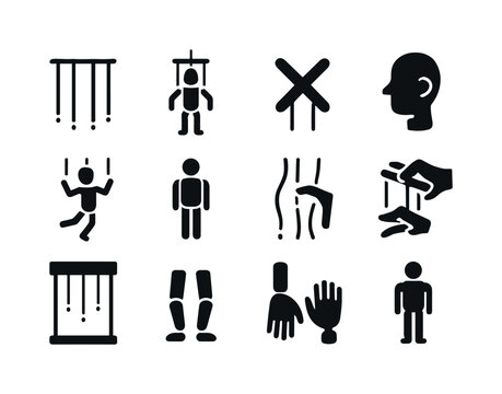 Marionette Icon Set. Marionette. Solid icon set of Marionette: p