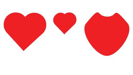 Three Red Heart Shapes on White Background symbol love