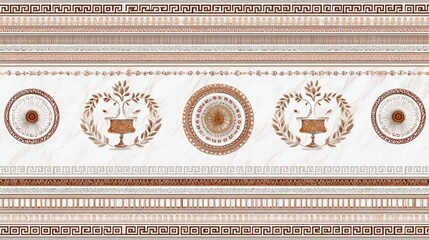 Classical greek wallpaper featuring meander key pattern for elegant interior design and decoration