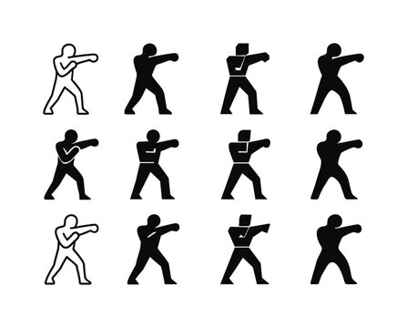 Body Combat Icons. Body combat. Icon set. Set Logo of body comba