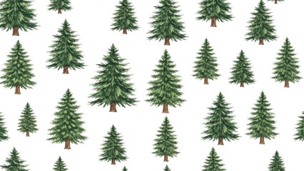 Obraz premium Watercolor Pine Tree Seamless Classic Christmas Pattern with Evergreen Forest Illustration