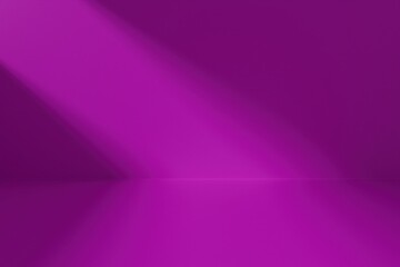 Empty 3D studio background in a bright corner with deep purple walls