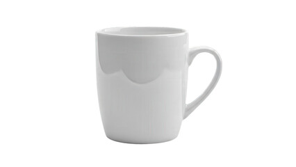 A clean white ceramic mug, perfect for hot beverages, isolated on transparent background