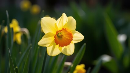 Fototapeta premium yellow or orange petal narcissus flower