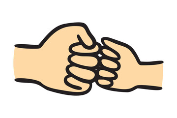 Dad and kid fist bump, hand drawn doodle