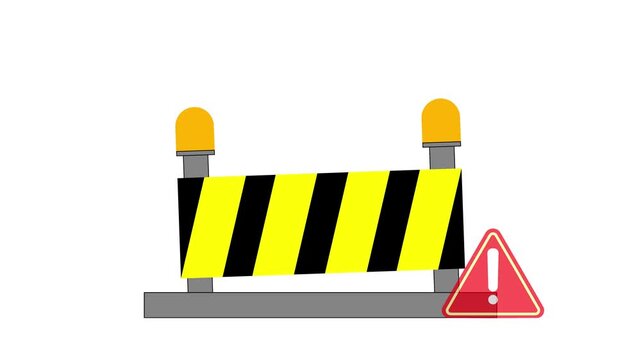 Animated Under Construction Warning Icon on white background.
