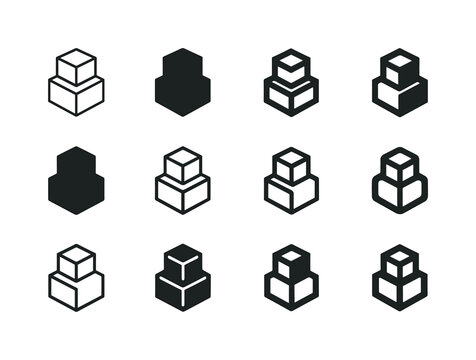 Boxy Structure Logos. Boxy Structure. Icon set. Set Logo of boxy