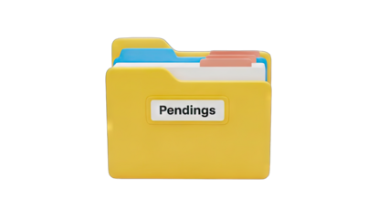 Yellow Folder Labeled Pendings With Tabbed Documents Inside On A Transparent Background Digital Art.