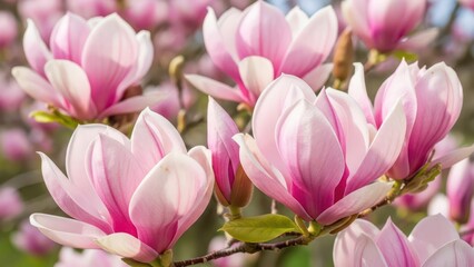 Fototapeta premium pink magnolia tree in garden during springtime Natural floral background