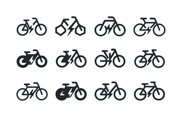 Electric Bicycle Logos. electric bicycles. Icon set. Set Logo of