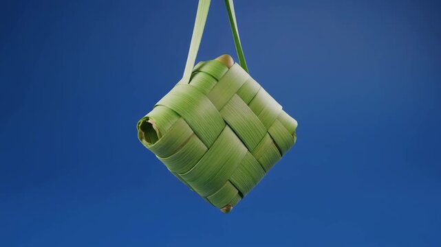 Traditional Ketupat Rice Cake Rotating for Idul Fitri and Ramadan Decoration