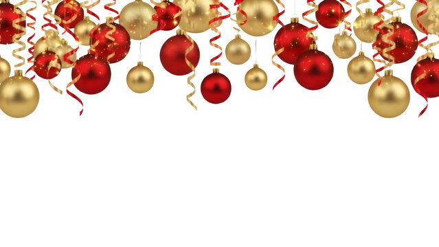 Christmas Ornaments and Ribbons in Red, Gold, and Black - Powered by Adobe