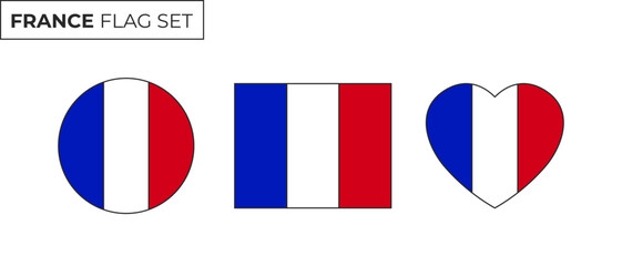 France flag vector icon set. France banner signs. France badge symbols