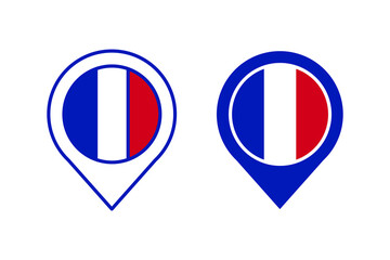 France flag vector icon set. France Map Pin signs symbols