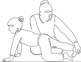 One continuous single drawing line art flat doodle children, clinic, medicals, exam, hospital, health, small, paediatrician. Isolated image hand draw contour on a white background, hand drawn, not AI