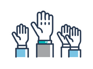 Hands raised in agreement or question
