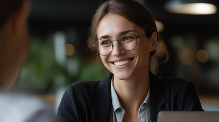 Faceless female financial advisor consulting client, wealth management professional, investment planning specialist, banking consultant, financial planning expert, defocused woman advisor, with