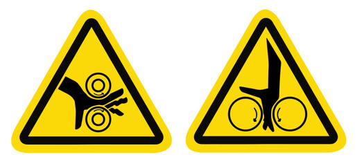 Hand crush roller pinch point symbol sign vector illustration isolate on white background