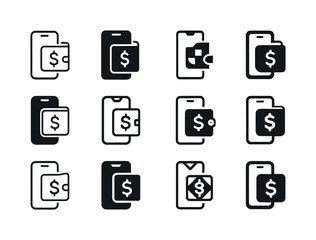 Family Finance Icon Set. Tracking family finances using an app.