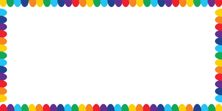 Colorful scallop frame border in seven rainbow colors,eps.10
