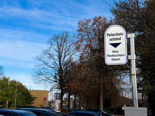 German parking ticket machine Parkscheinautomat sign outdoors 