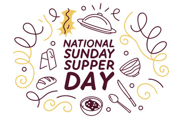 NATIONAL SUNDAY SUPPER DAY vector illustration isolated on white background