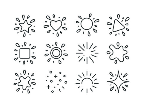 Mono Line Splash Icons. Color splash symbols. Line icon set of c