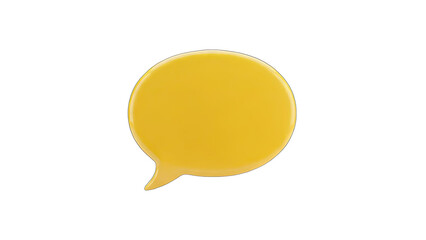 Yellow Speech Bubble Icon With Tail and Shadow Isolated on Transparent Background with Subtle Lighting and Realistic 3D Rendering Perfect for Communication Concepts