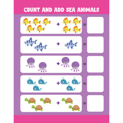 Count and Add worksheet activity for kids page 11