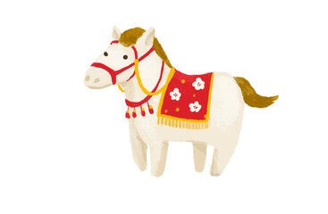 午の縁起物飾りの年賀用イラスト　馬