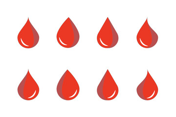 Drop blood icon vector design template, realistic red blood droplet icon set.